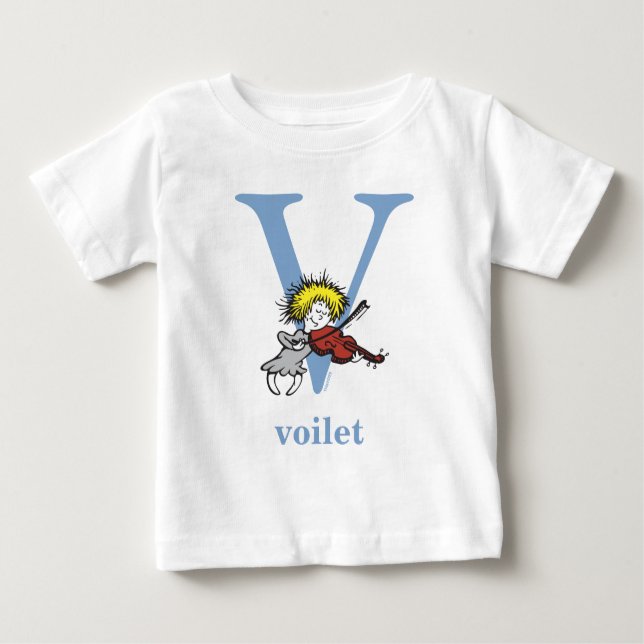 Dr. Seuss's ABC: Letter V - Blue | Add Your Name Baby T-Shirt (Front)