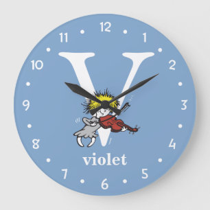Dr. Seuss's ABC: Letter V - White   Add Your Name Large Clock