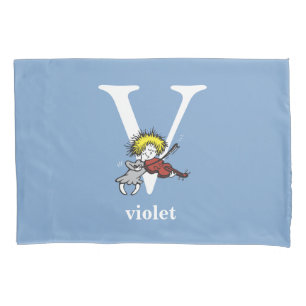 Dr. Seuss's ABC: Letter V - White   Add Your Name Pillowcase