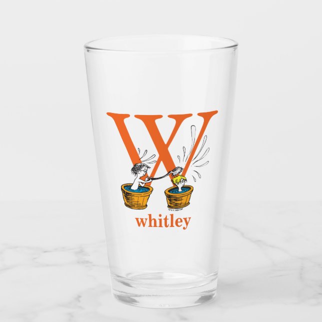 Dr. Seuss's ABC: Letter W - Orange | Add Your Name Glass (Front)