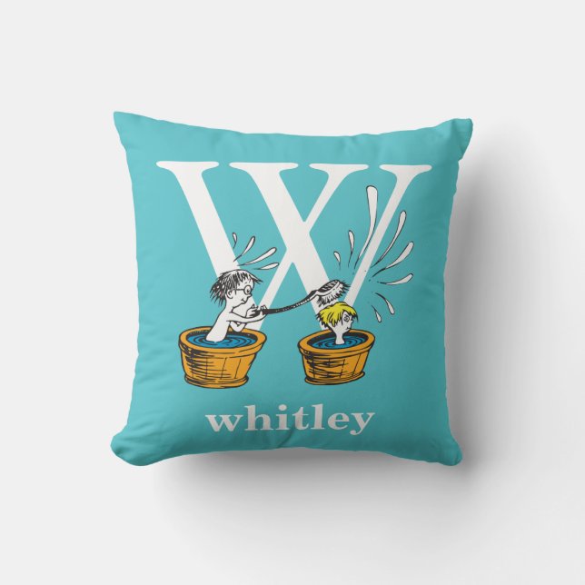 Dr. Seuss's ABC: Letter W - White | Add Your Name Cushion (Front)
