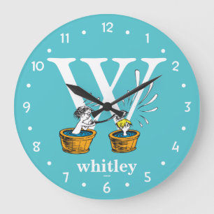 Dr. Seuss's ABC: Letter W - White Add Your Name Large Clock