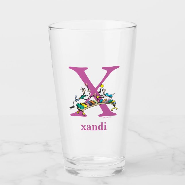 Dr. Seuss's ABC: Letter X - Purple | Add Your Name Glass (Front)