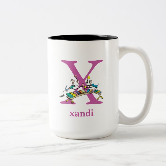 Dr. Seuss's ABC: Letter X - Purple | Add Your Name Two-Tone Coffee Mug (Right)