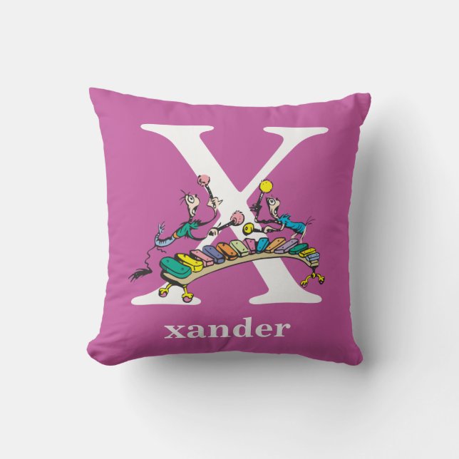Dr. Seuss's ABC: Letter X - White | Add Your Name Cushion (Front)