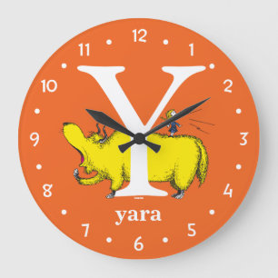 Dr. Seuss's ABC: Letter Y - White   Add Your Name Large Clock