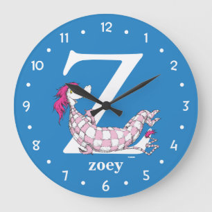 Dr. Seuss's ABC: Letter Z - White Add Your Name Large Clock