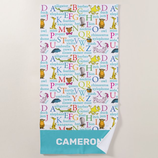 Dr. Seuss's ABC Pattern with Words Beach Towel (Front)
