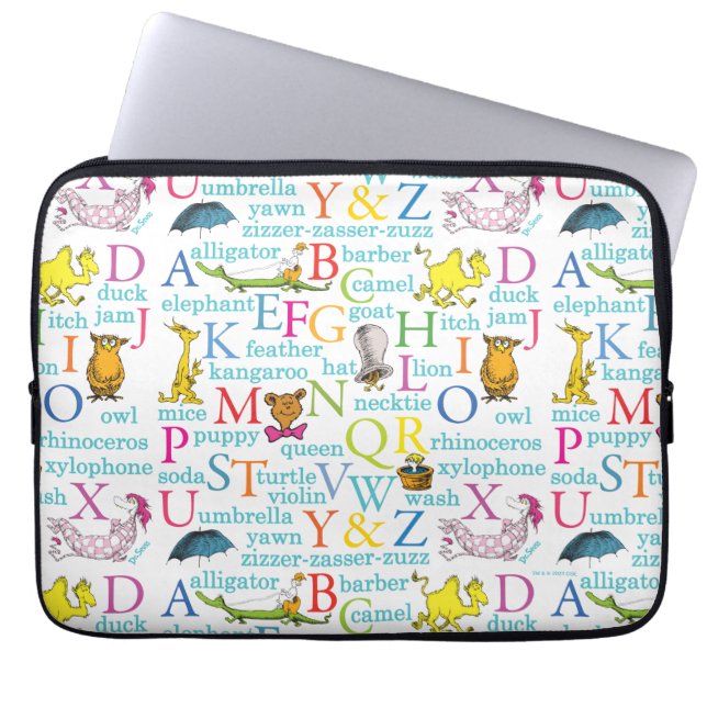 Dr. Seuss's ABC Pattern with Words Laptop Sleeve (Front)
