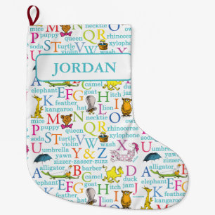 Dr. Seuss's ABC Pattern with Words Large Christmas Stocking