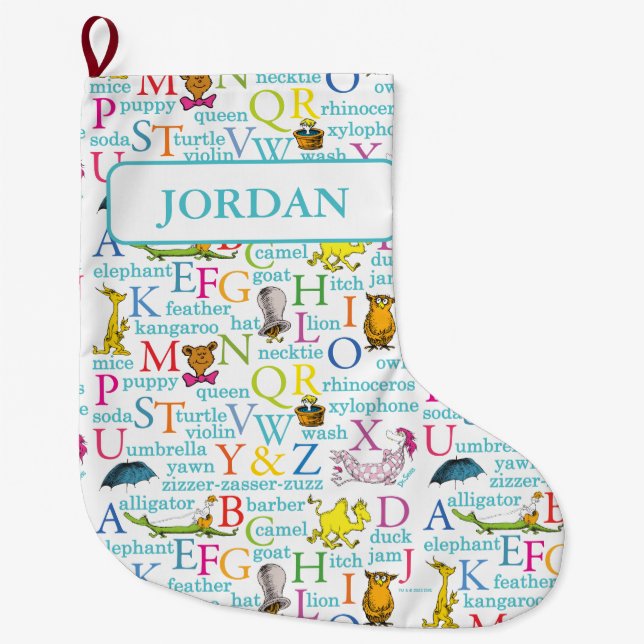 Dr. Seuss's ABC Pattern with Words Large Christmas Stocking (Front)