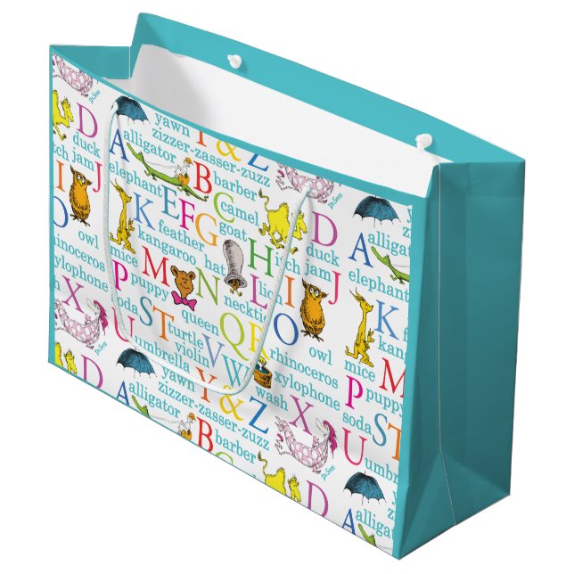 Dr. Seuss's ABC Pattern with Words Large Gift Bag (Front Angled)