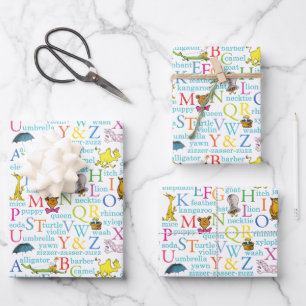 Dr. Seuss's ABC Pattern with Words Wrapping Paper Sheet