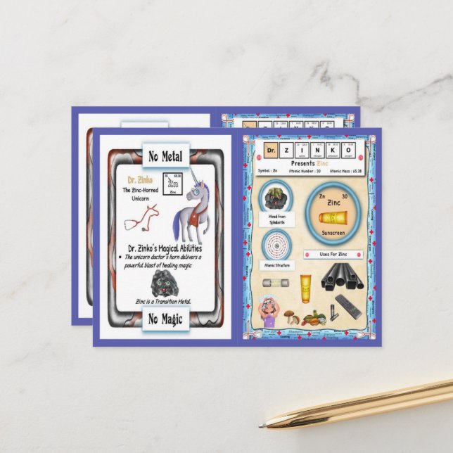 Dr. Zinko - Zinc Horn Unicorn Game Card (Front/Back In Situ)