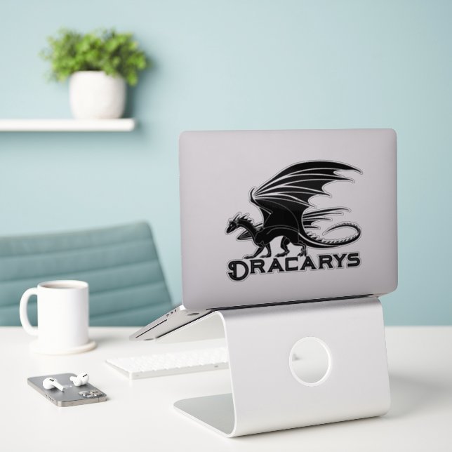 Dracarys Black Dragon Silhouette Sticker (Laptop On Desk)