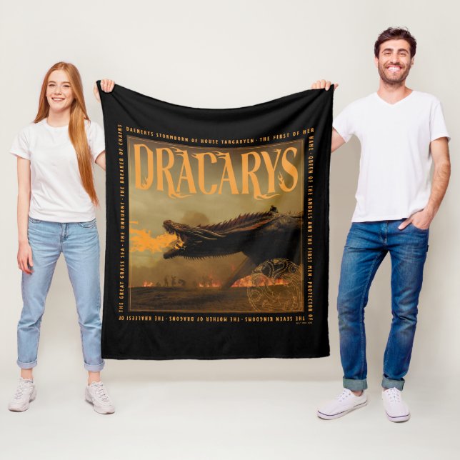 "Dracarys" Drogon Breathing Fire Graphic Fleece Blanket (In Situ)