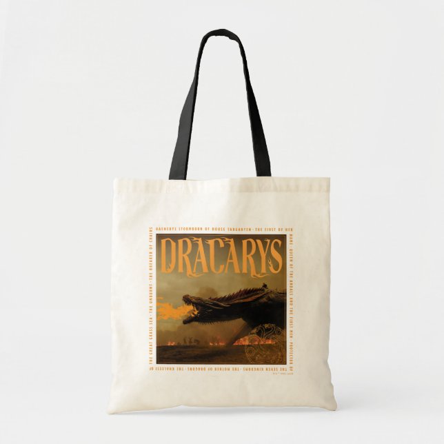 "Dracarys" Drogon Breathing Fire Graphic Tote Bag (Front)
