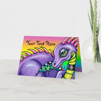 "Draco" Cute Baby Rainbow Dragon Greeting Card