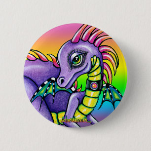 "Draco" Cute Baby Rainbow Dragon Pinback Button