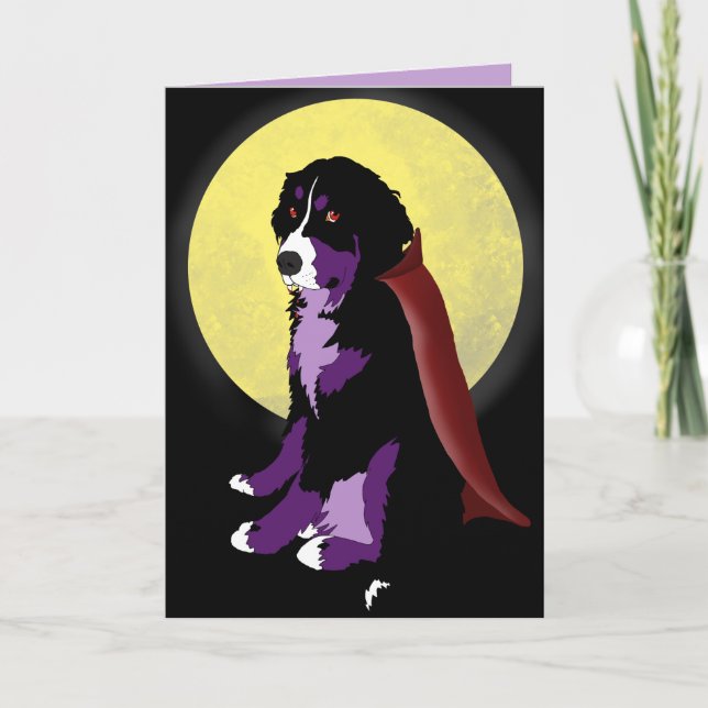Dracula Bernese Mountain Dog Halloween Card (Front)