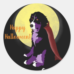 Dracula Bernese Mountain Dog Halloween Classic Round Sticker
