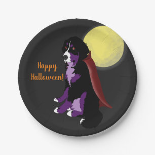 Dracula Bernese Mountain Dog Halloween Paper Plate