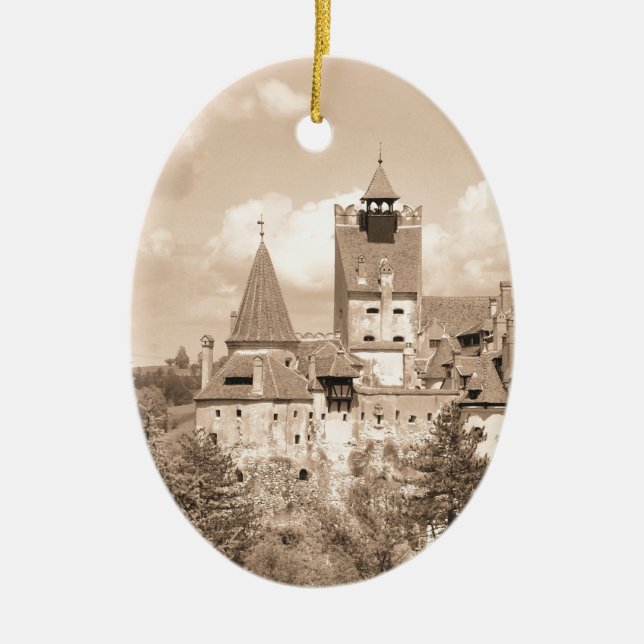 Dracula Castle in Transylvania, Romania Ceramic Tree Decoration (Front)