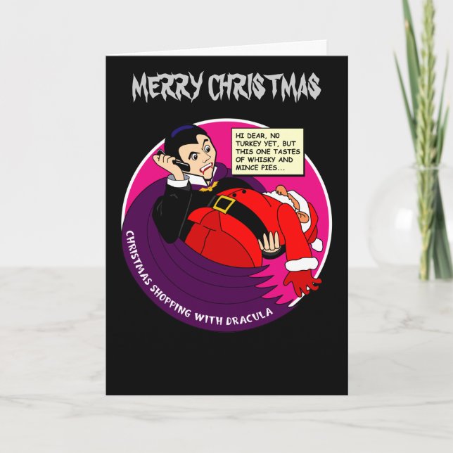 Dracula Christmas Shopping Holiday Card (Front)