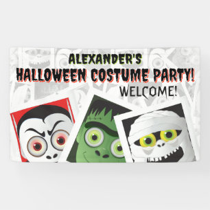 Dracula Frankenstein Mummy Halloween Monster Photo Banner