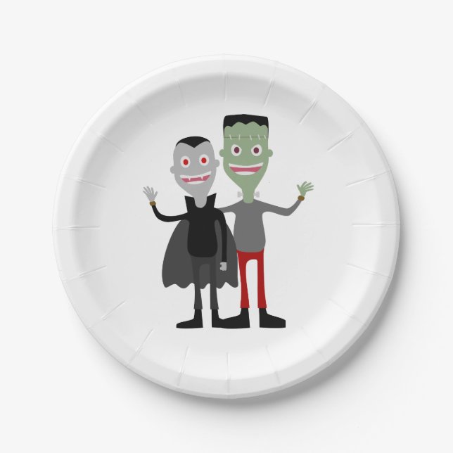 Dracula & Frankenstein Paper Plate (Front)