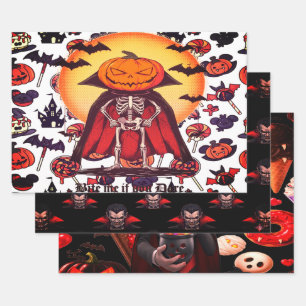 Dracula Gothic Horror Halloween Wrapping Paper Sheet