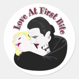 Dracula, Love At First Bite Classic Round Sticker