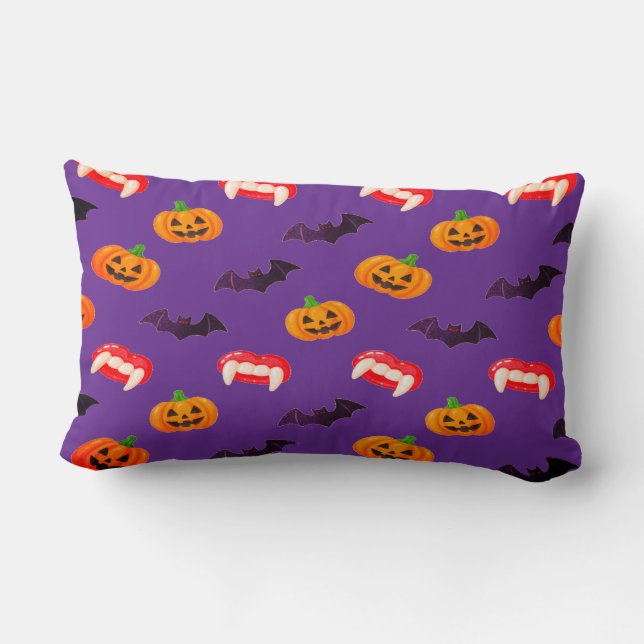 Dracula’s Candy Explosion Spooky Halloween Lumbar Cushion (Back)