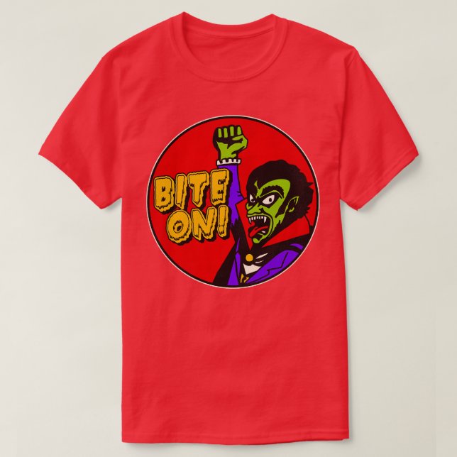 Dracula Says BITE ON T-Shirt (Design Front)