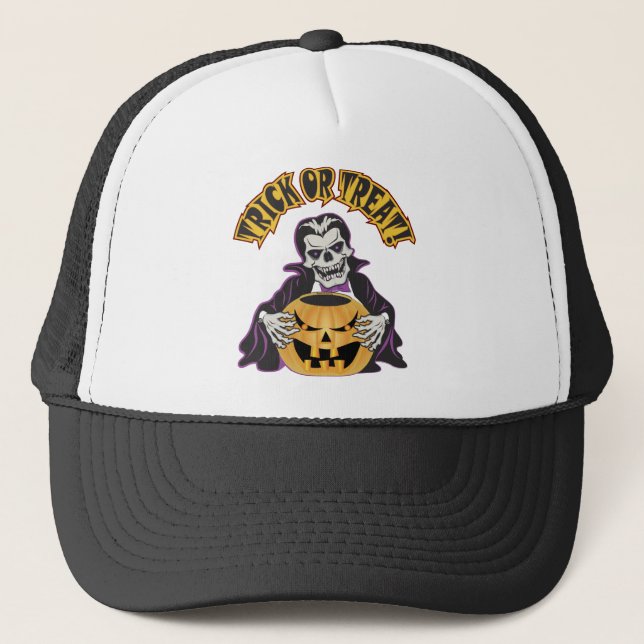 Dracula Skull Trucker Hat (Front)