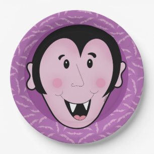 Dracula Vampire Bat Halloween Purple Bats Paper Plate