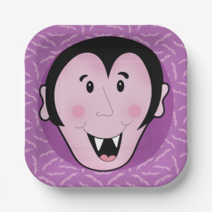 Dracula Vampire Bat Halloween Purple Bats Paper Plate