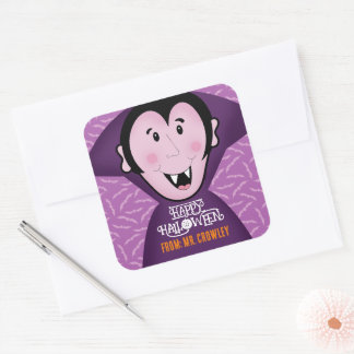 Dracula Vampire Bat Halloween Purple Bats Square Sticker