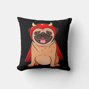 Dracula Vampire Pug Cute Dog Halloween Costume Pug Cushion