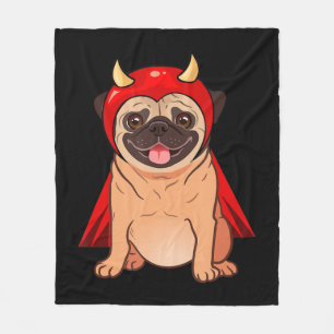 Dracula Vampire Pug Cute Dog Halloween Costume Pug Fleece Blanket