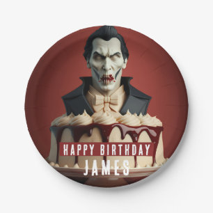 Dracula Vampire themed Cream Cake - Birthday Paper Plate