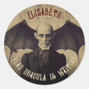 Dracula Vintage Gothic Halloween Party Favour Classic Round Sticker