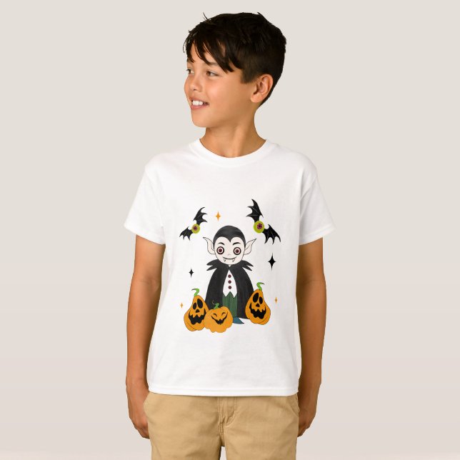 Dracula with pumpkins T-Shirt (Front Full)
