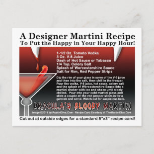 Dracula's Bloody Halloween Martini Recipe Postcard