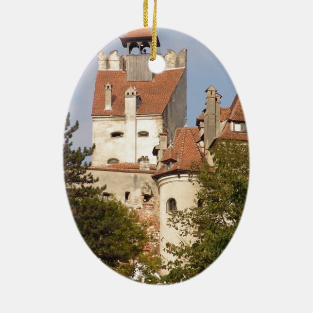 Dracula's Castle, Transylvania Ceramic Tree Decoration (Back)