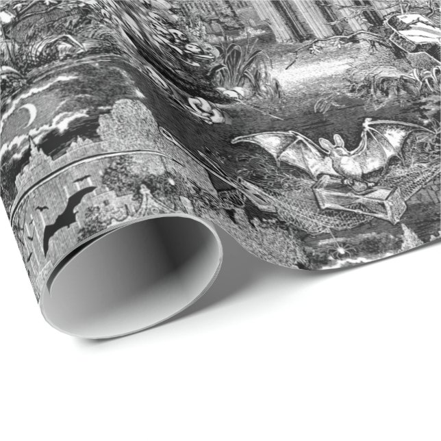 Dracula's Castle Vampire Crypt Gothic Victorian Wrapping Paper (Roll Corner)
