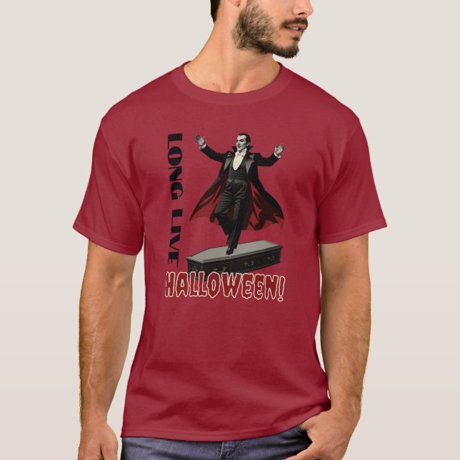 Dracula's Dance on a Coffin: Long Live Halloween T-Shirt (Front)