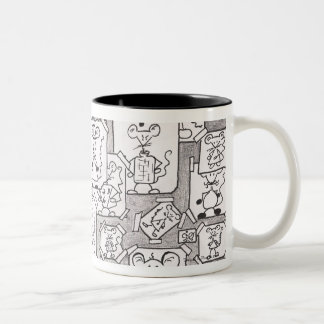Drafts of inked mice Two-Tone coffee mug
