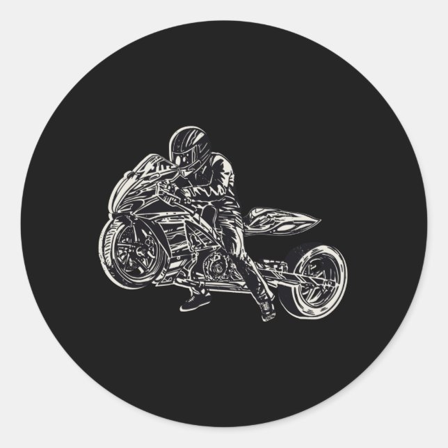 Drag bike classic round sticker (Front)
