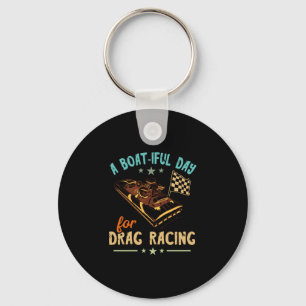 Drag boat racing beautiful day boater speedboat key ring